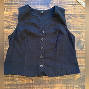 Express Women's Black Button-Front Vest